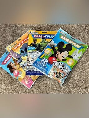 Disney Grab N' Play Kids Activity Packs - Blue, Green, Yellow, Pink